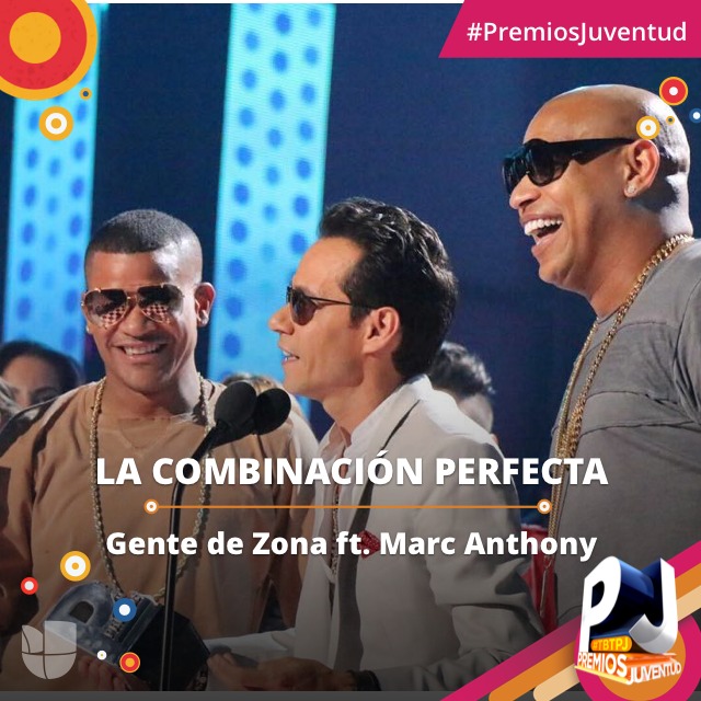 Marc Anthony junto a Gente de Zona. (Faceboƒok)