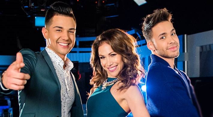 Luis Coronel (de izq. a der.), Bianca Marroquín y Prince Royce. (Univision)