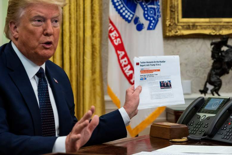 El presidente de los Estados Unidos, Donald Trump, habla en la Oficina Oval antes de firmar una orden ejecutiva relacionada con la regulación de las redes sociales el 28 de mayo de 2020 en Washington, DC.