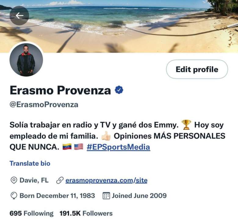 Redes sociales de Erasmo Provenza