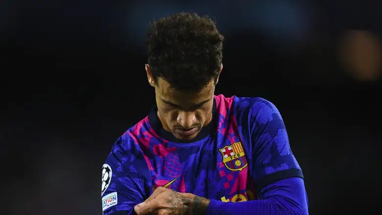 Philippe Coutinho en acción en UCL para el Barcelona.