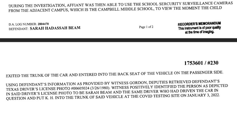 Sarah Beam fue arrestada en enero de 2022.