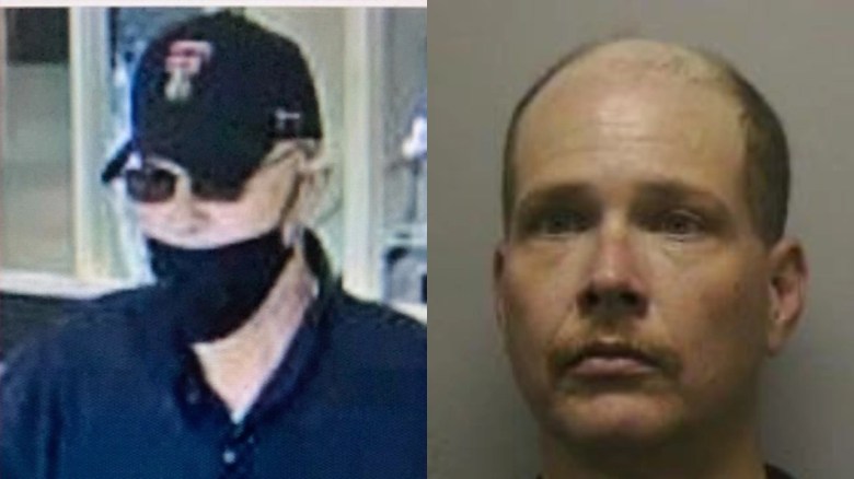 James Blythe en una foto policial anterior, a la derecha, y el hombre acusado de ser el "Grandaddy Bandit".